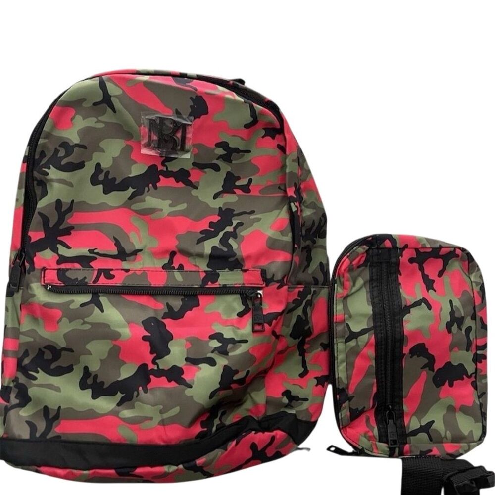 Badgley Mischka Camo Backpack with Detachable Belt Bag travel work office gift